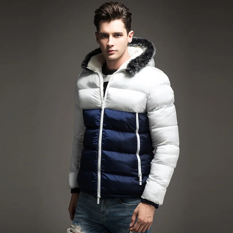 

Bumpybeast Autumn Winter Jacket Men 2018 Patchwork Thick Hooded men's Jackets warm Parka Male Slim Coat Asia size M-3XL MY6792