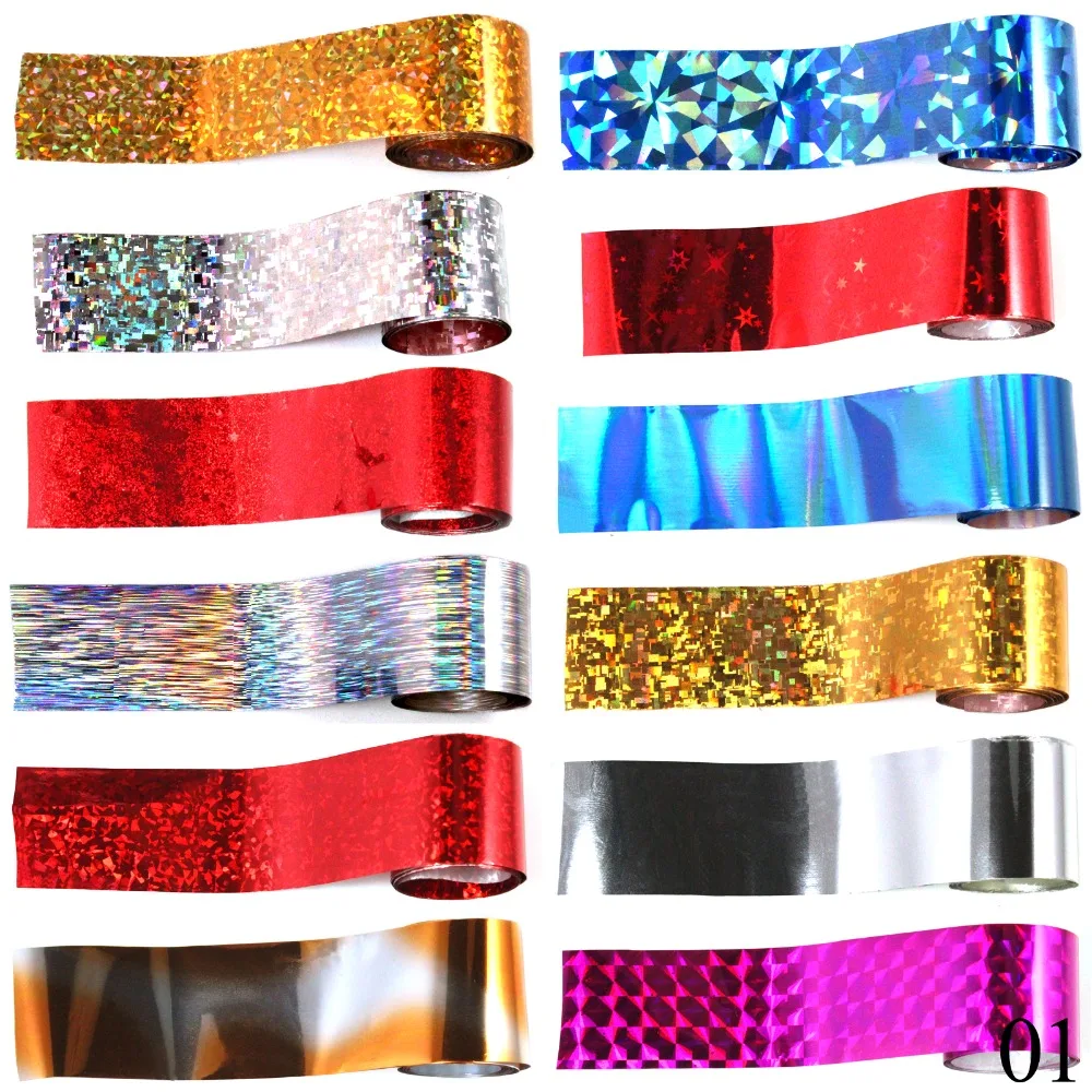 

Candy Lover Holographic Nail Transfer Foils Stciker Starry Sky Glitter foil decal 12pcs/lot Nail Art decoration