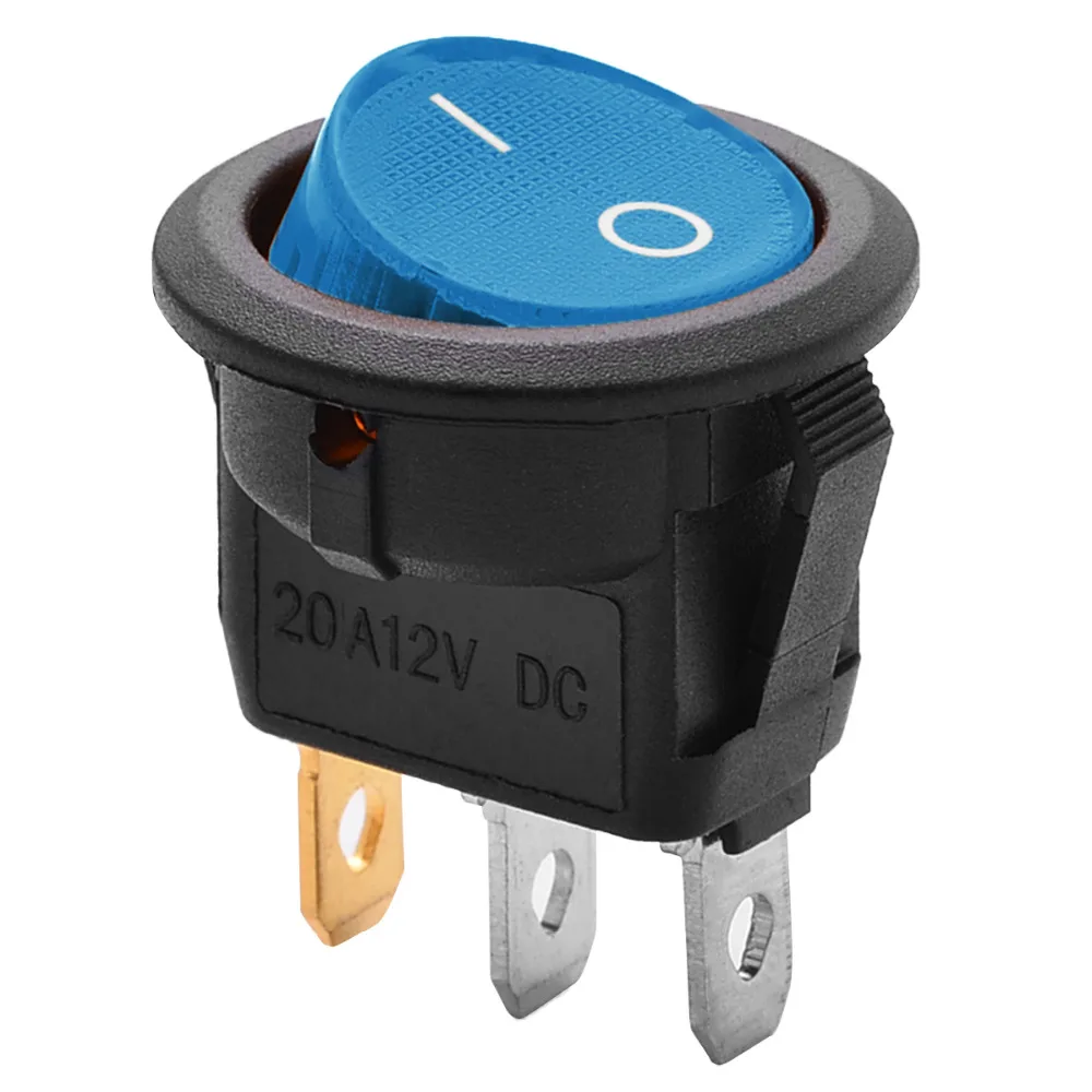1pc ON/OFF Round Rocker Switch 3 Pin Mayitr LED illuminated Switches DC