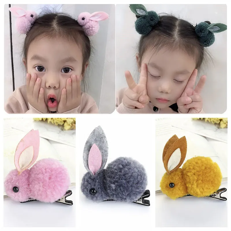 Шпильки для волос с кроликами животных маленьких девочек заколки детские