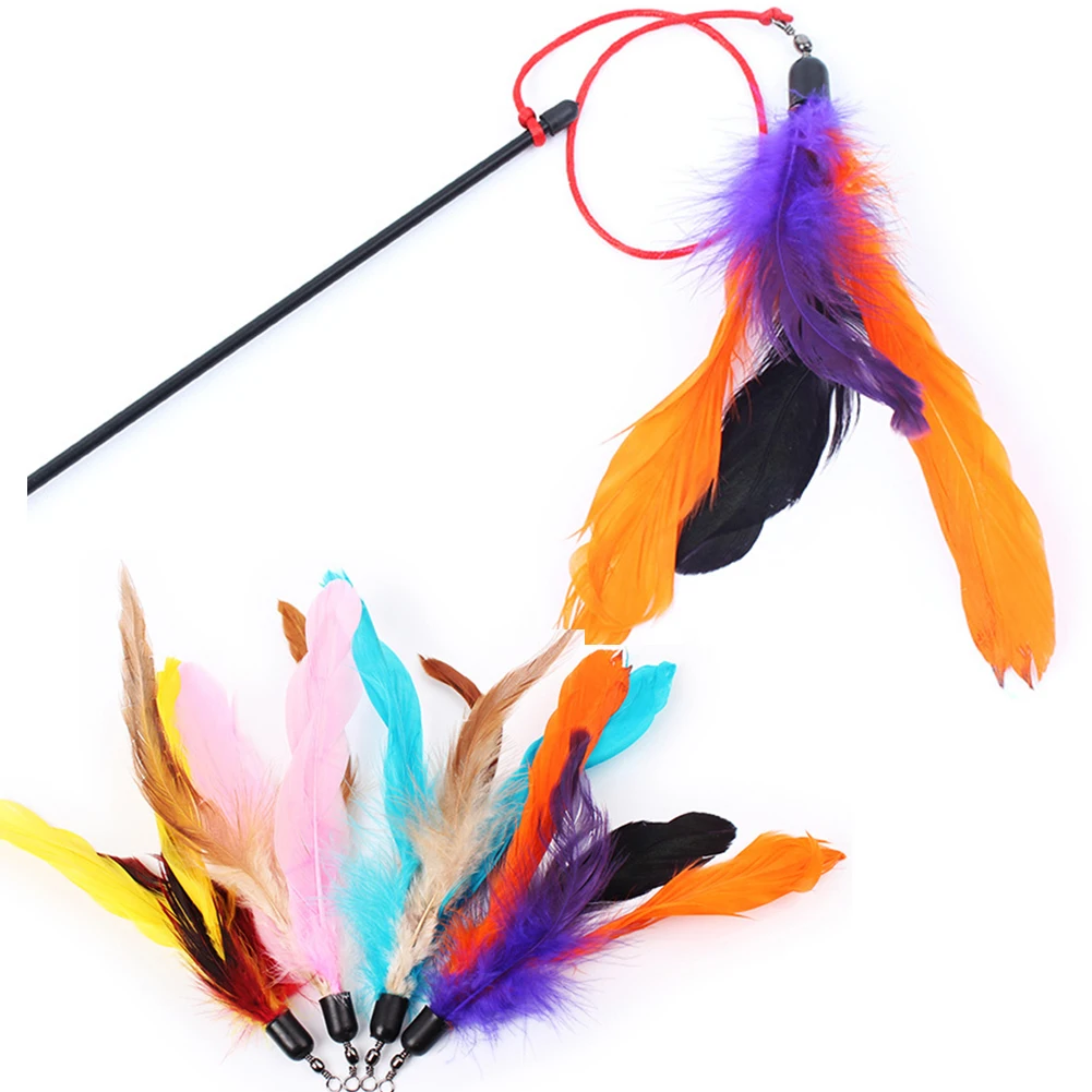

1PCS Woopower Cat Teaser Replacement Feather Colorful Rod Wand Refill For Dog Pet