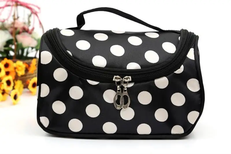  Makeup Tool Bags Dots Pattern Cosmetic Bag With Top Handle Canvas Cosmetic Storage Bag Travel Organ