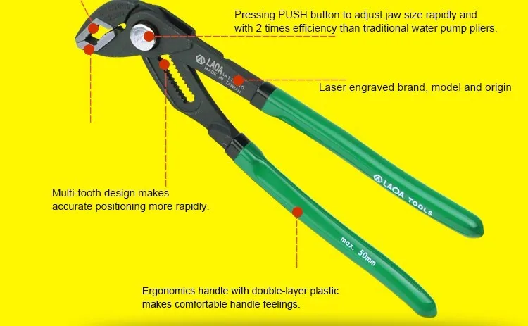 LAOA 10 дюймов многофункциональные плоскогубцы для водяного насоса, трубный гаечный ключ, сантехнические комбинированные плоскогубцы, трубный ключ, ручной инструмент сантехника