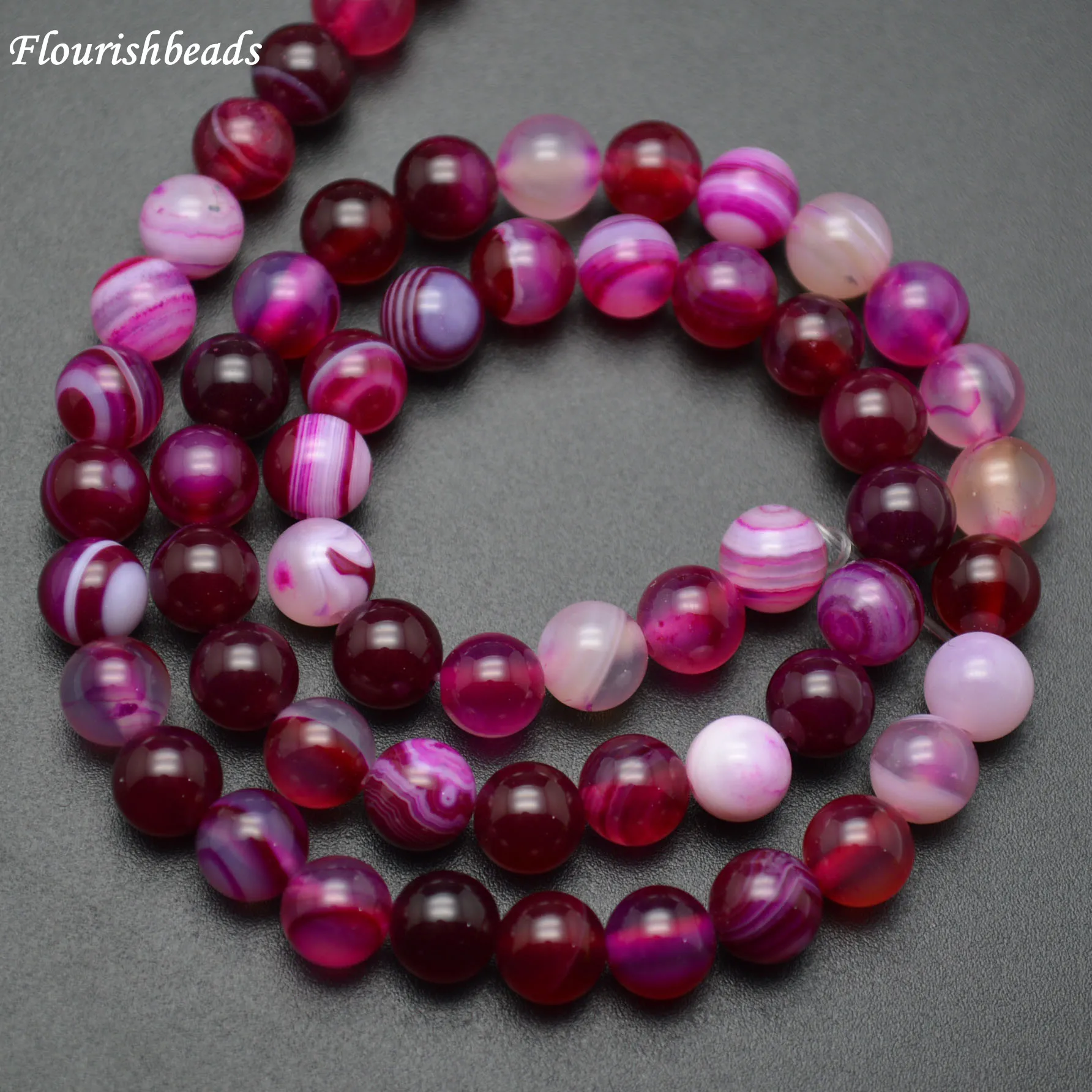 High Quality Fushcia Red Banded Agate Beautiful Veins Stone Round Loose Beads 5 strands per lot 6mm 8mm 10mm | Украшения и
