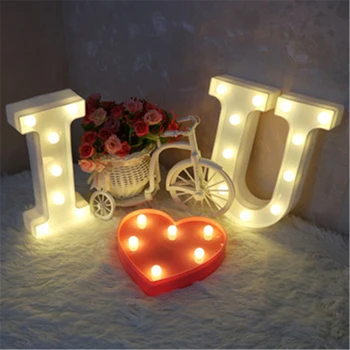 

LED Night Light 3D 26 White Letter LED Alphabet luminaria lamp Indoor lamparas lampara letras con luces Wedding Birthday Party
