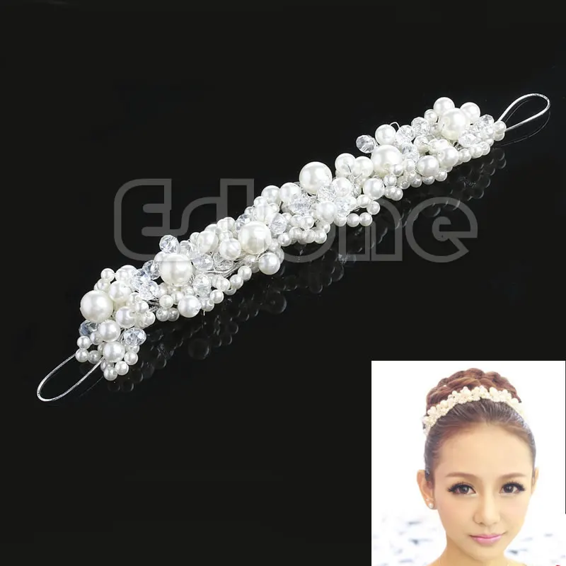 

New Rhinestone Faux Pearl Wedding Bridal Prom Headband Tiara Headpiece Hair Clip