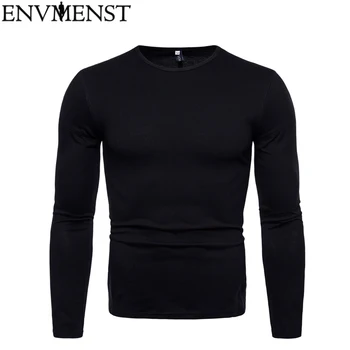 

Envmenst Men'S T-Shirt Long Sleeved T Shirt Men Solid Color Casual Mens Long Sleeve Tshirt For Male 2018 New Brand