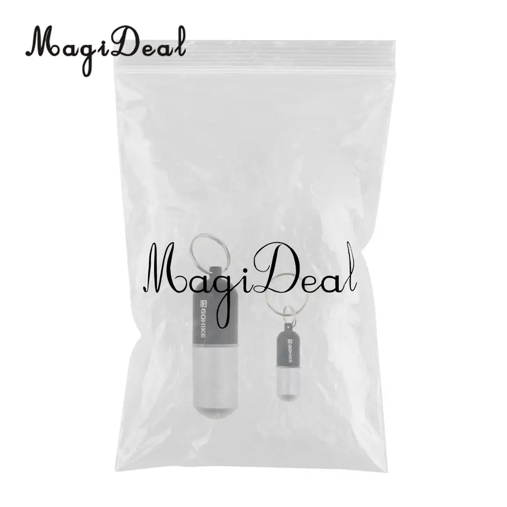 2pcs Waterproof Aluminium Emergency Pill Money Keyring Container Holder Case