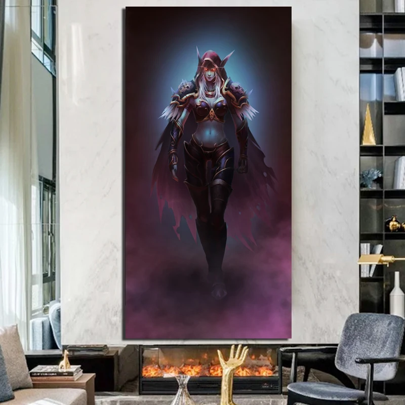 

World Of Warcrafts Woman Warrior Canvas Painting Posters Prints Marble Wall Art Painting Decorative Picture Modern Home Decor HD