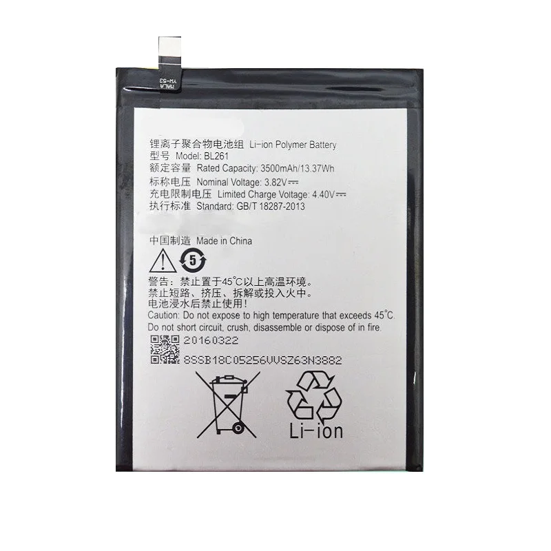 

2019 3500mAh BL261 Replacement Battery For Lenovo Vibe K5 Note Lemon A7020a40 A7020a48 K52t38 K52e78 BL 261 Mobile Phone Batteri