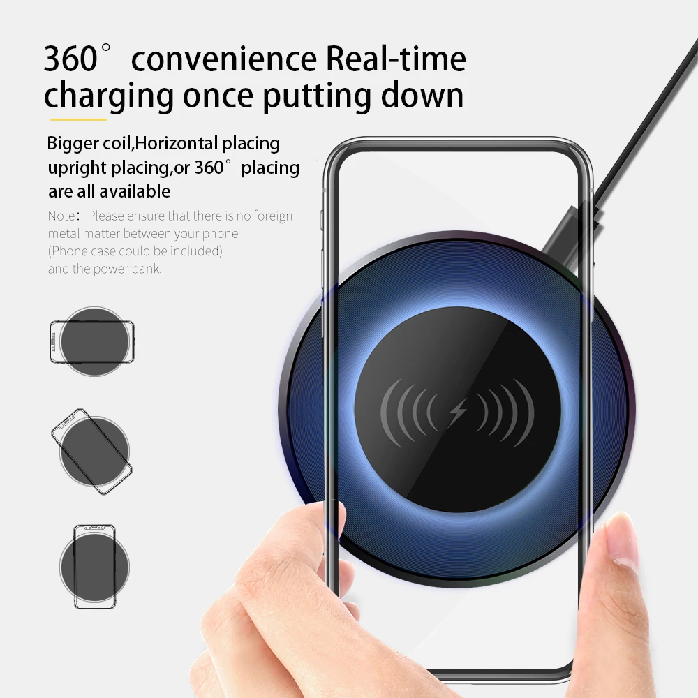 Bluetooth динамик с функцией беспроводного зарядного устройства Qi Беспроводная