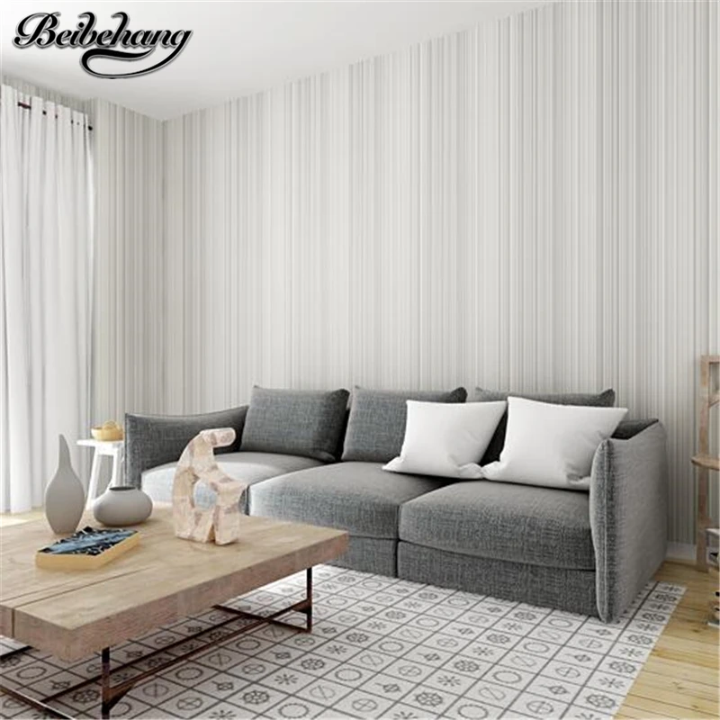 beibehangModernSimplePureColorStripedNonwovenWallpaperLiving