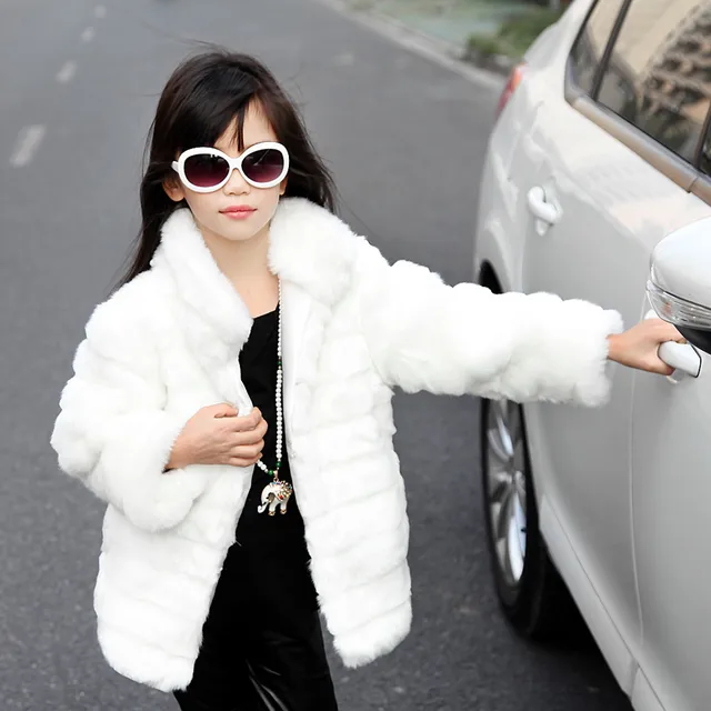 Fall Autumn Faux Fur Coat For Girls Children Warm Winter Jackets