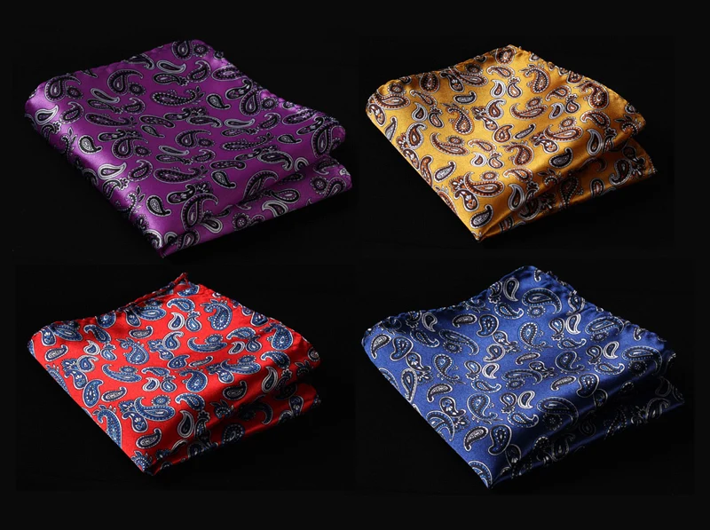 Men Silk Satin Handkerchief Pocket Square Hanky Paisley Color Wedding