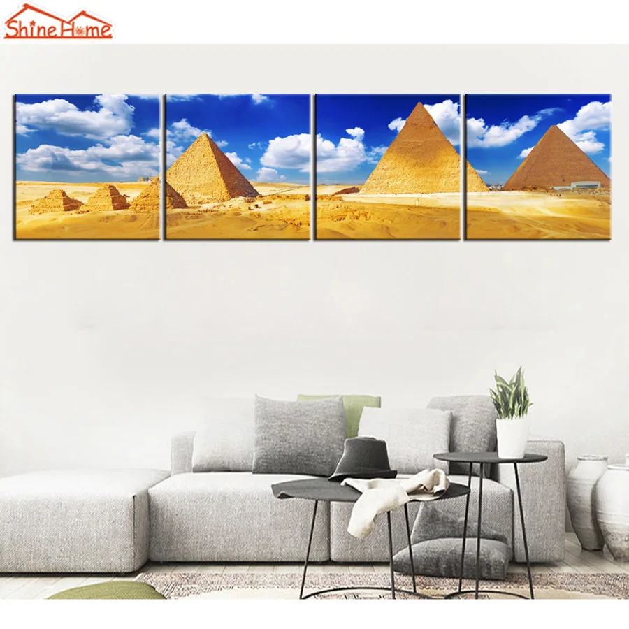 ShineHome 4pcs Wall Art Canvas Printing Modular Painting Egyptian
