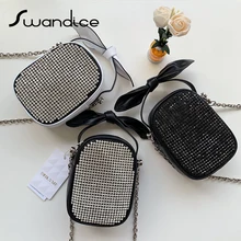 Натуральная телячья кожа, яркие стразы кристаллы, цепочка с бантом, через плечо, сумки на плечо, женские сумки