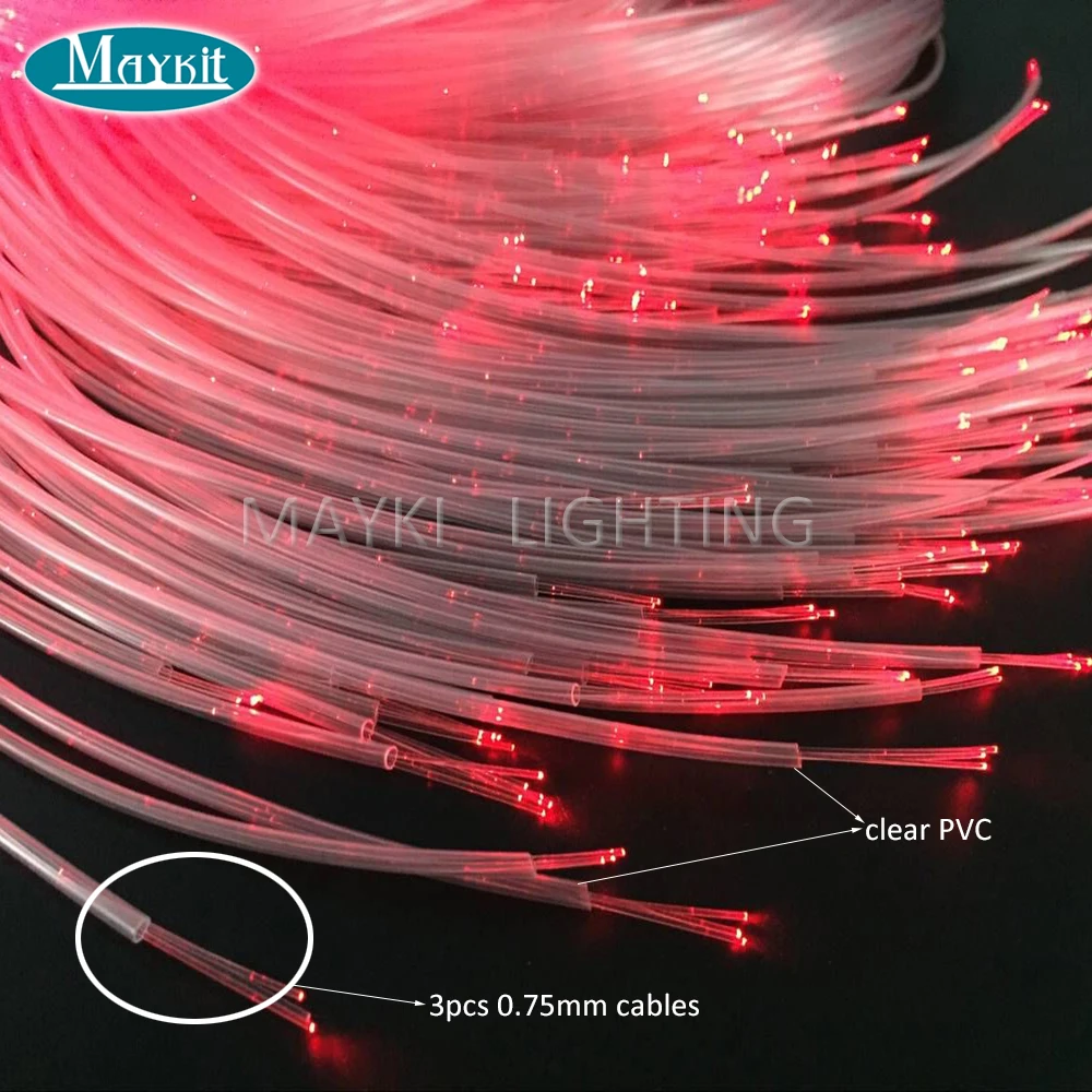 Maykit 450 м/Rl 3 шт 0,75 мм Диаметр Блестящий Пластиковый волоконно-оптический кабель для сенсорного украшения детской спальни