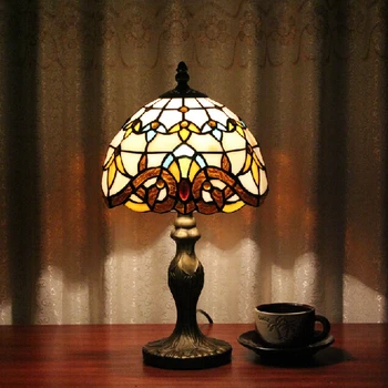 

Tiffany Table Lamp Classic 20cm European Baroque Stained Glass Abajur Bedroom Decoration Lighting E27 110-240V Led table lamps