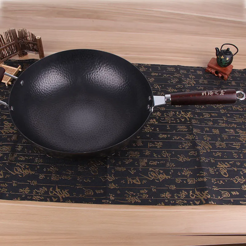 Мастер Звезда 34 см Железный антипригарный Woks No Lampblack здоровье Woks для кухни с высококачественной деревянной ручкой