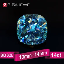 GIGAJEWE, голубой, синяя Подушка, большой размер, 5.8ct-13.4ct, свободный алмаз, тест, прошел, Муассанит, лаборатория, драгоценный камень, изготовление ювелирных изделий, подарок для женщин
