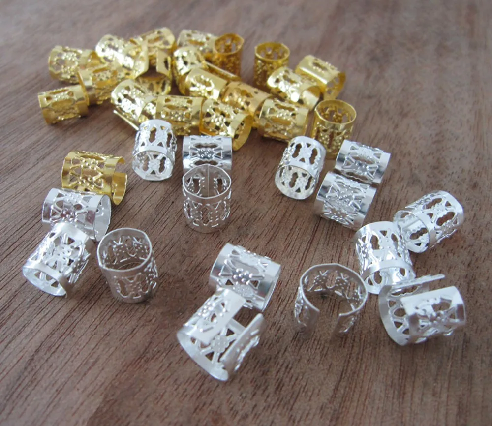 Details about / 10Pcs Hair Braiding Dread Dreadlock Bead Cuff Sliver 8mm Hole Tube Clip Fashion