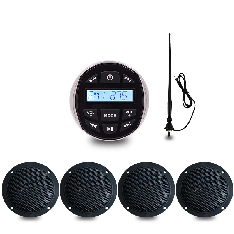 

HASDA Marine Stereo Boat Audio Bluetooth Radio FM AM USB Car Audio Receiver ATV UTV RV MP3 +4" Waterproof Speaker +Radio Antenna