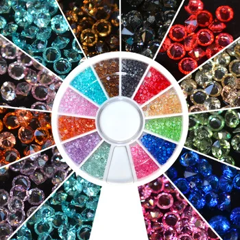 YZWLE hot selling 1 wheel 1.5mm Zircon Nail Rhinestones Nail Art Micro Rhinestones Mini Nail Rhinestones Nails Decorations
