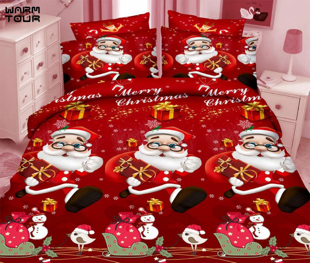 

WARMTOUR 4pcs 3D Printed Bedding Set Bedclothes in Full Bloom 3D merry Christmas bedding sets 4pcs queen nice beauty fairness