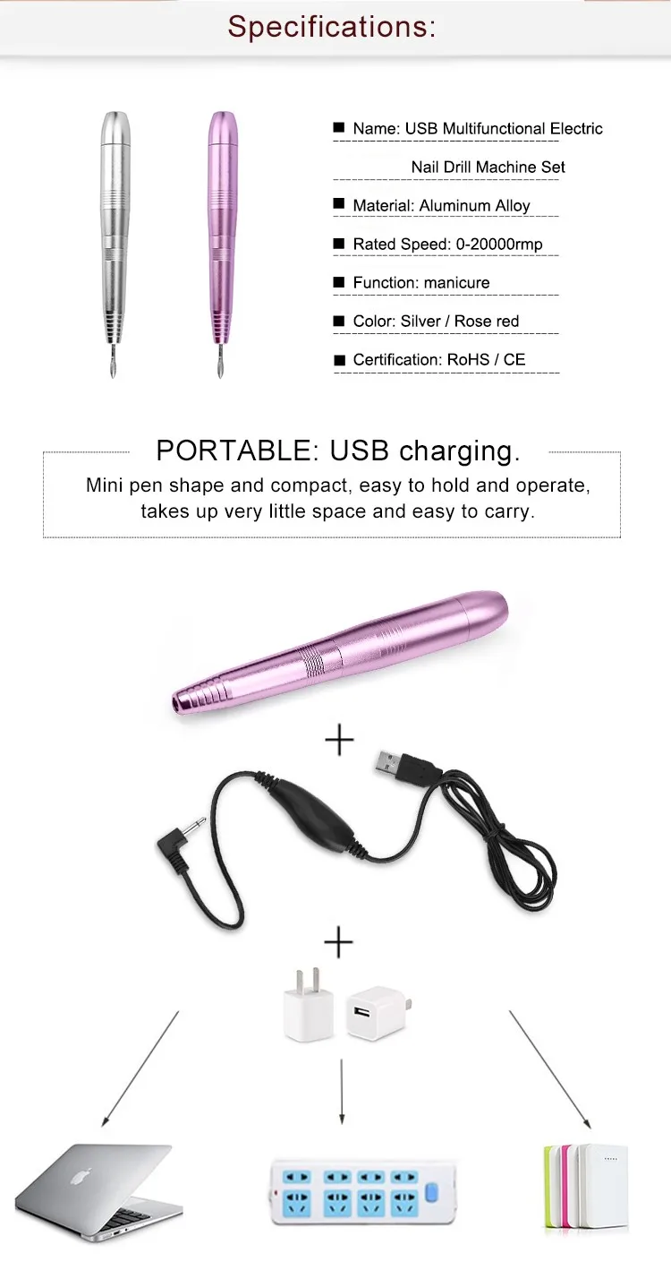 2019 New Professional USB Nail Drill Mini Portable Nail Drill Pen