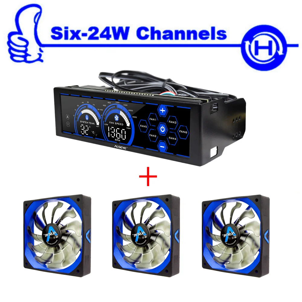 ALSEYE Computer Fan Controller and PWM 120mm Fan Kit for PC Cooling 3