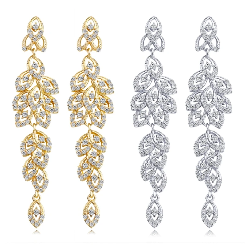 

Women's Earrings Luxury Rhinestone Peacock Dangle Earring Long Bohemian For Wedding Bride Party 9.8x2.2cm Exquisite Earrings