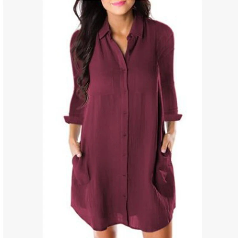 Buy Casual Loose Straight Shirt Dresses Womens Fashion