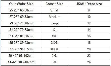 Not Steel Boned Corset Size