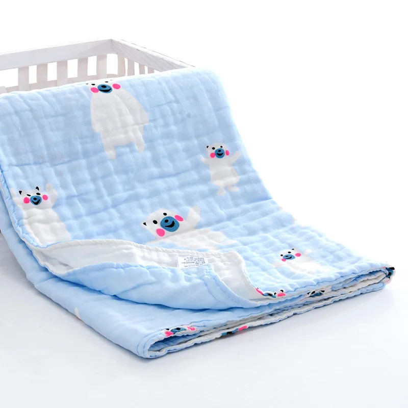 

Baby Blanket Muslin cotton 6 Layers high-density child cartoon printed Swaddle Newborn bath towel blanket pleated baby towel