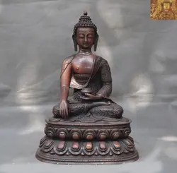 Свадебные украшения старинный тибетский Буддизм Храмовая бронзовая фигурка сидящий в позе лотоса Шакьямуни, Будда Шакьямуни Статуя