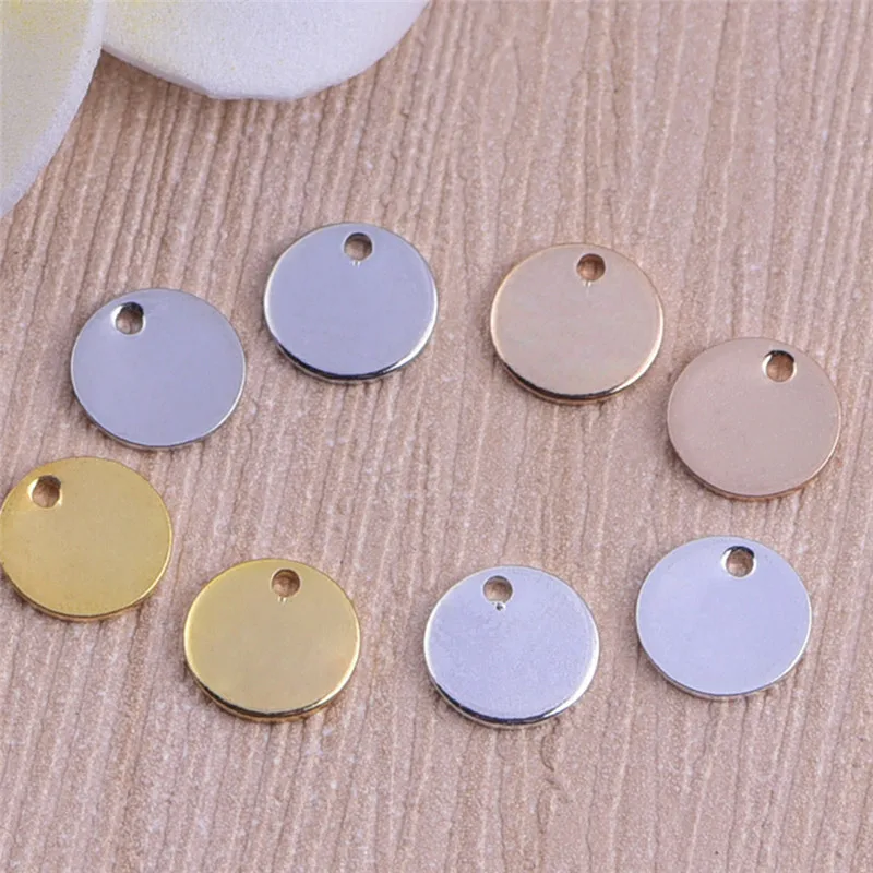

10pcs 8MM Copper Smooth Sequins Single Hole Flat Round Disc Charms Gold Silver Rose Gold Diy Clothing Tag Pendant Accessories