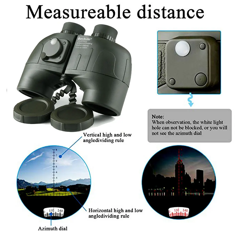 Nitrogênio à Prova Boshile Binóculos Telescópio Dwaterproof Água Grande Rangefinder Bússola Poderosa Profissional Militar Caça hd Marinha 10x50 17 Cheap Telescópio e binóculos