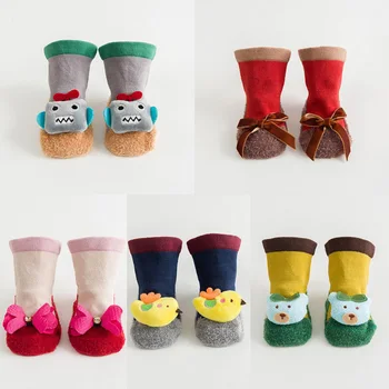 

2018 new autumn and winter fashion cute cartoon baby toddler socks thick stitching doll baby floor socks