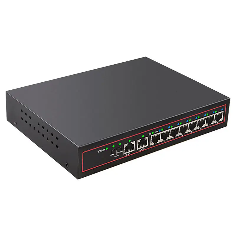 

Diewu 10 Port Spoe Gigabit Ethernet Network Switch 10/100Mpbs Hub 8 Ports Poe Power Switch Injector For Ip Camera(Eu Plug)