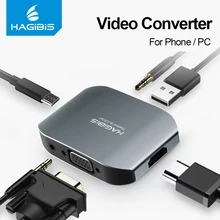 HAGIBIS HDMI VGA HD Adapter PC Video Converter Audio Adapter Mobile phone/Laptop connected to TV For iPhone XS 8 iPad Android