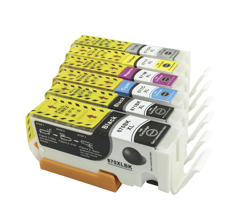 6pcs PGI670XL CLI671XL Ink Cartridges Compatible for Canon Pixma MG7760 MG7765 MG7766 TS6060