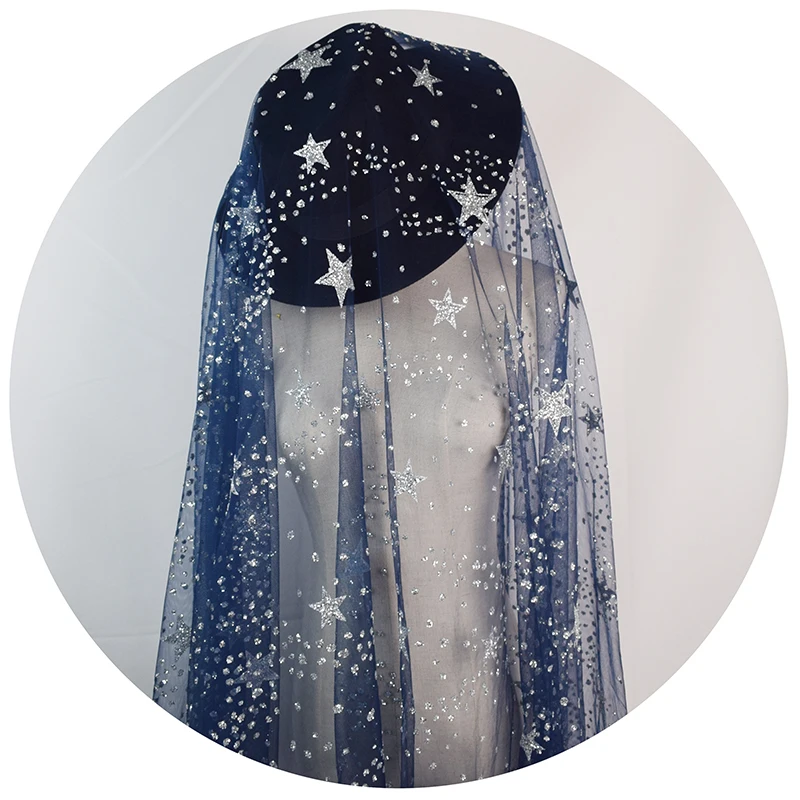 Дизайнерский Модный тренд Роскошная голубая звезда Космос блестка бисер блестки вышивка кружевная ткань марлевая ткань для платья