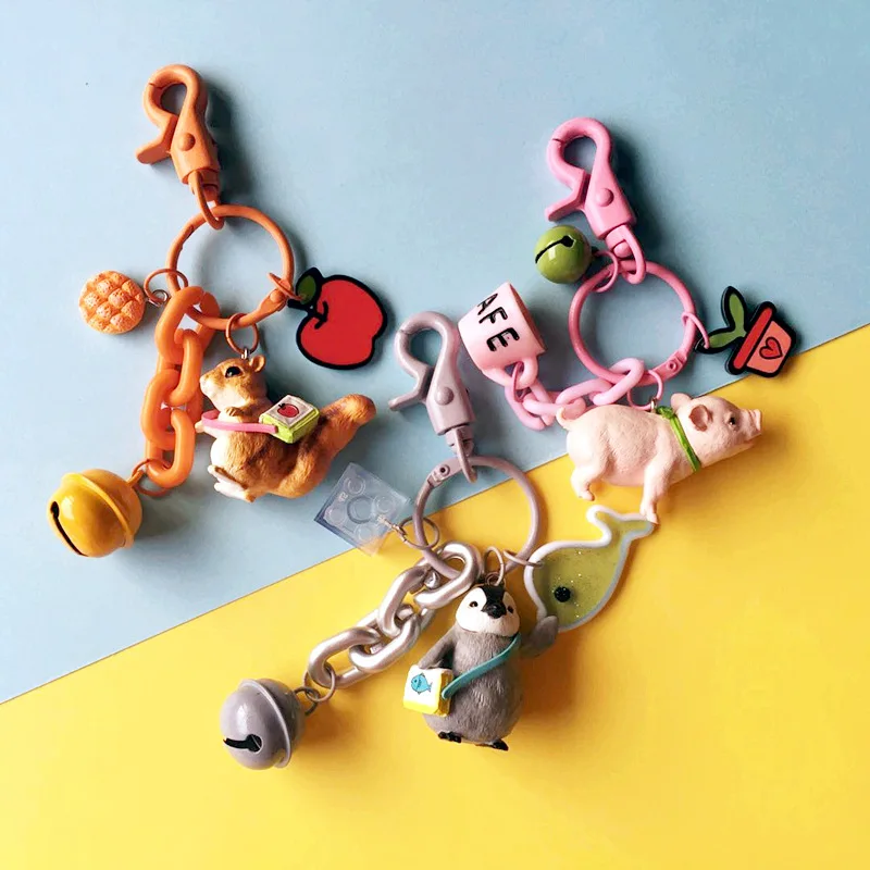

Cute Animal Keychain Penguin Squirrel Pig Doll Key Rings for Women Girl Bag Handbag Purse Backpack Charms Jewelry Car Pendant