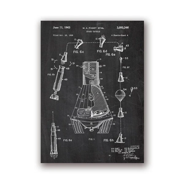 Космические запатентованные плакаты и принты космические кораблики чертежи плакат холст живопись научная настенная Художественная Картина Декор идея подарка - Цвет: PH2141
