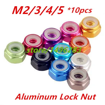 

10PCS M2 M3 M4 M5 Aluminum Alloy Anodize Colorful Nylon Insert Lock Nuts,Aluminum Nylon Self locking Nut,Aluminum screw Bolt nut