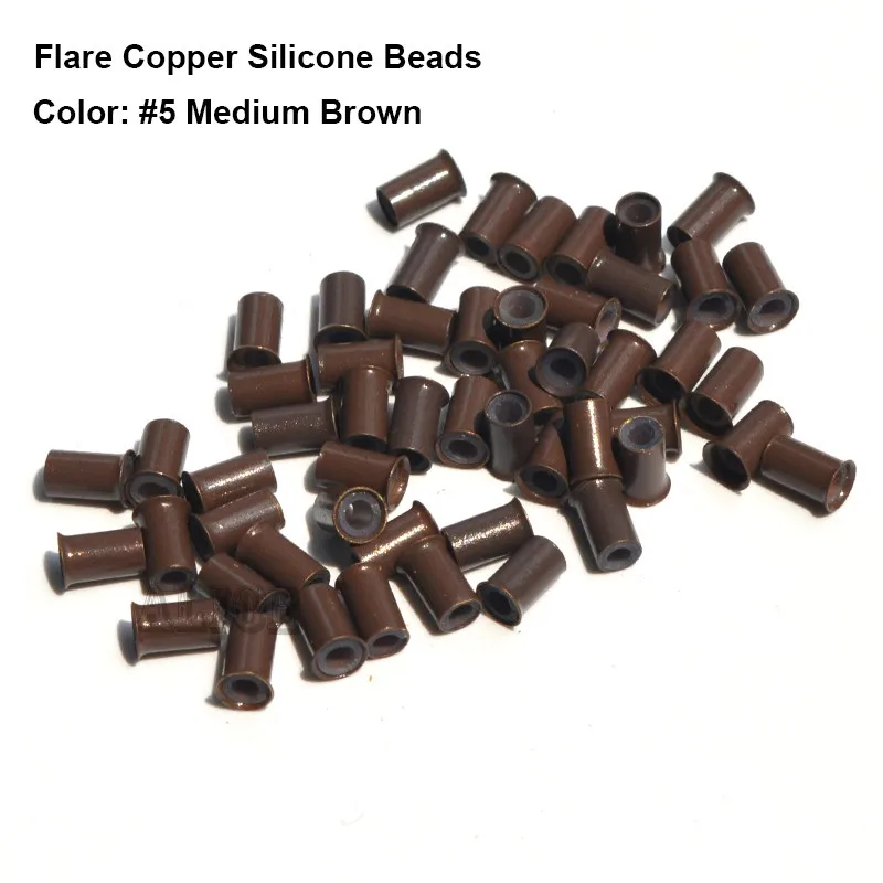 Flare Silicone Copper Micro Links 4.03.06.0MM Copper Micro Beads Hair Extensions Copper Tubes Dreadlock Beads Rings
