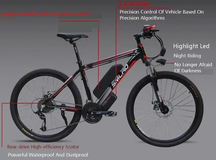 Top Smlro Lithium Battery Mountain Electric Bike Bicycle 26 Inch 48V 15AH 350W 27 Speed Ebike potencia Bicicleta Electrica rockwheel 5 Top Smlro Lithium Battery Mountain Electric Bike Bicycle 26 Inch 48V 15AH 350W 27 Speed Ebike potencia Bicicleta Electrica rockwheel 5