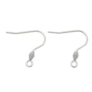 

50pcs Stainless Steel French Style Earring Hooks Silver Tone 20x20mm Hypoallergenic Coil Fishhook Earwires for DIY Jewelry Make