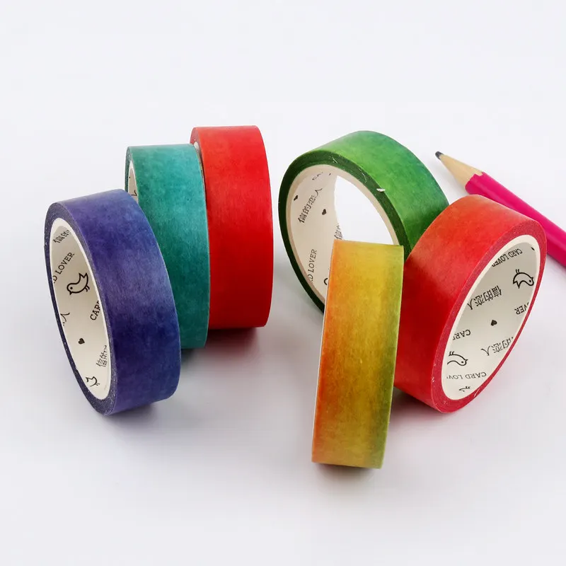 3pcs 1.5cm*7m Color Tape Craft Tape Green Purple Blue Notebook Gift  Decorations DIY Rainbow Gradient Color Red Orange Yellow - AliExpress