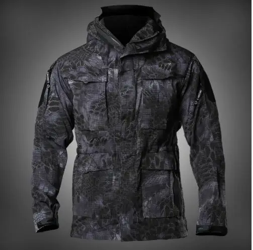 M65 армейская одежда, тактическая ветровка, мужская осенне-зимняя куртка, водонепроницаемая, износостойкая, ветрозащитная, дышащая, для рыбалки - Цвет: pryptey black